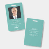 基本的モダンな緑の企業の写真ID バッジ (正面＆裏面)