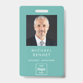 基本的モダンな緑の企業の写真ID バッジ