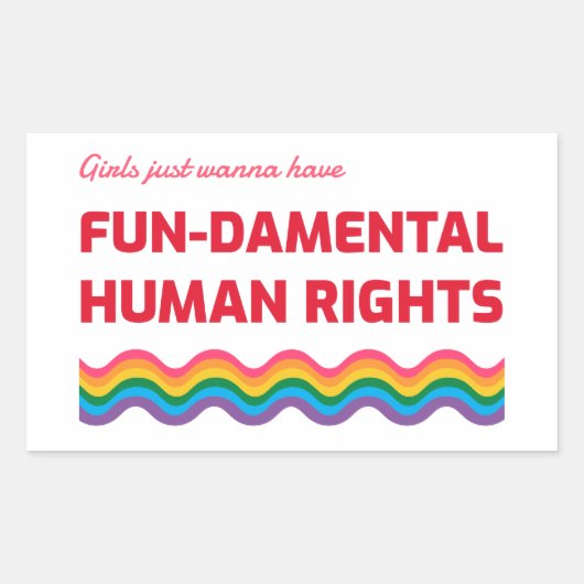 基本的人権を望む少女たち 長方形シール (正面)