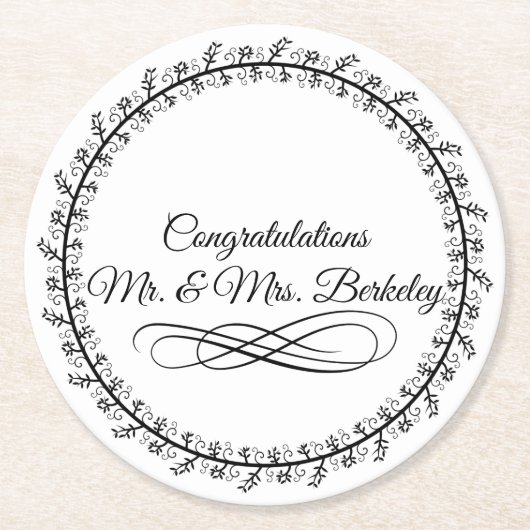 基本空白の紙コースター結婚式 ラウンドペーパーコースター (正面)