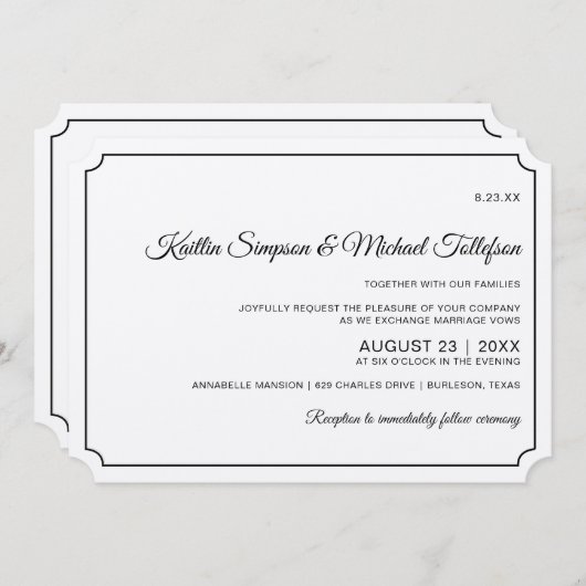 基本縁どエレガントウェディング招待状(Kraft) 招待状 (正面/裏面)