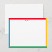 基本色の境界線がかわいい先生または子供 ノートカード (正面/裏面)