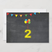 基本色の誕生日 女の子 男の子 2歳の2つの招待状 招待状 (裏面)