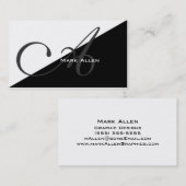 基本黒モダン三角形モノグラム 名刺 (正面/裏面)