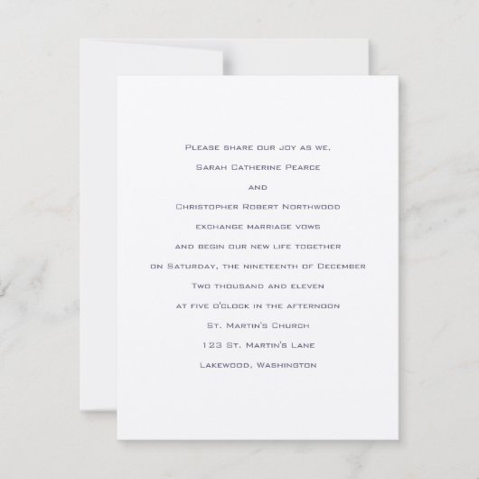 基本：:ナイトブルー：結婚式招待状 招待状 (正面)