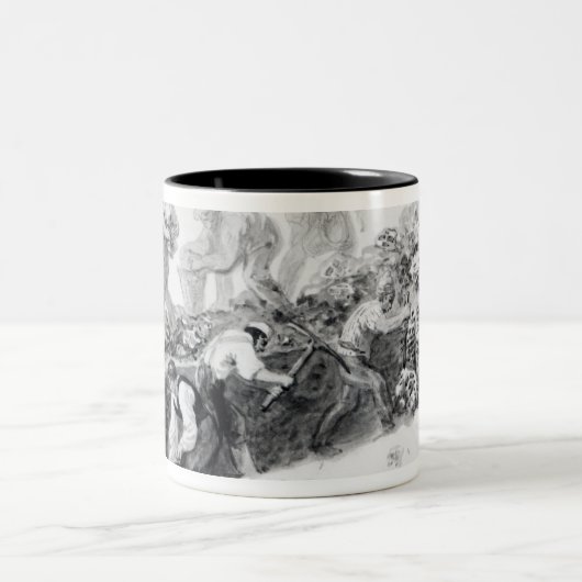 基礎のための穴を掘ること ツートーンマグカップ (中央)