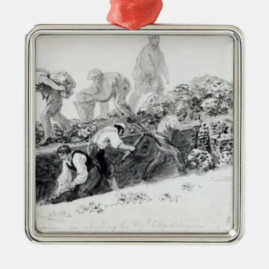 基礎のための穴を掘ること メタルオーナメント (正面)