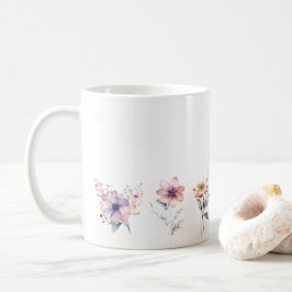 基部に沿って様々なスタイルの花 コーヒーマグカップ