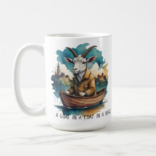 堀のTシャツのコートを着たヤギ コーヒーマグカップ (左)