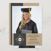 堂々たるイニシャル写真卒業発表 案内状 (正面/裏面)