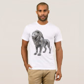 堂々たるケルト銀獅子　繊細なノットワークが施された装飾 Tシャツ (正面フル)