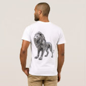 堂々たるケルト銀獅子　繊細なノットワークが施された装飾 Tシャツ (裏面フル)