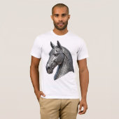 堂々たるケルト銀馬頭飾り・結び目模様 Tシャツ (正面フル)