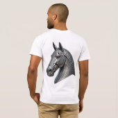 堂々たるケルト銀馬頭飾り・結び目模様 Tシャツ (裏面フル)