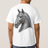 堂々たるケルト銀馬頭飾り・結び目模様 Tシャツ (裏面)
