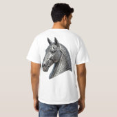 堂々たるケルト銀馬頭飾り・結び目模様 Tシャツ (裏面フル)