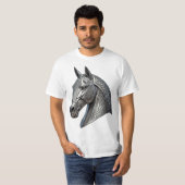 堂々たるケルト銀馬頭飾り・結び目模様 Tシャツ (正面フル)