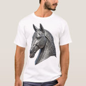堂々たるケルト銀馬頭飾り・結び目模様 Tシャツ (正面)