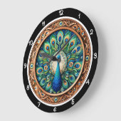 堂々たる孔雀のマンダラ伝統 ラージ壁時計 (傾斜)