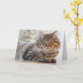 堂々たる猫ペットパーソナライズされたクリスマスカード カード (黄色い花)