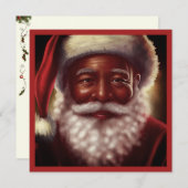 堂々たる黒いサンタ 白いヒゲのサンタ帽 シーズンカード (正面/裏面)