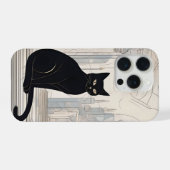 堂々たる黒猫デジタルアート iPhoneケース (裏面横)