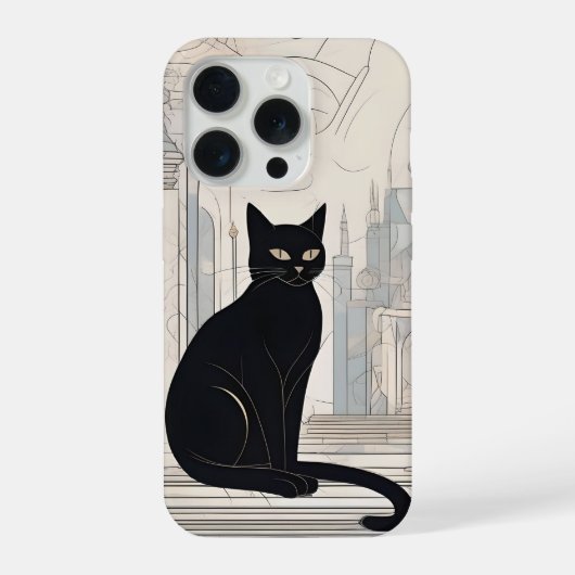 堂々たる黒猫デジタルアート iPhoneケース (裏面)