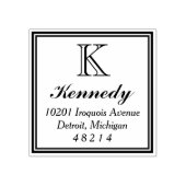 堂々とした正方形 |モノグラム差出人住所 ラバースタンプ (インプリント)