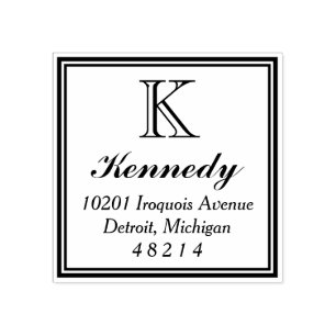 堂々とした正方形  モノグラム差出人住所 ラバースタンプ