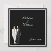 堂々とした白黒2つのグルームズ 招待状 (裏面)