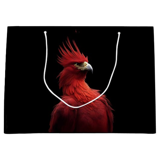 堂々と座する緋色の不死鳥 ラージペーパーバッグ (正面)