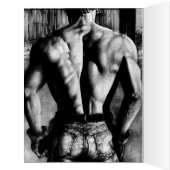 堅いジーンズの芸術の巨大なカードハンサムなボディービルダー (内側(左))