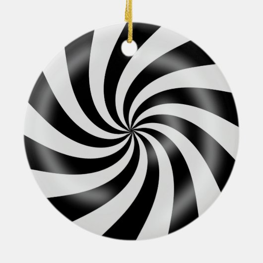 堅い白黒渦巻キャンデーのデザインのオーナメント セラミックオーナメント (裏面)