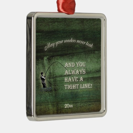 堅い行|のwadersは決して魚釣りの願いを漏らしませんでしたり、飛ばしません メタルオーナメント (右)