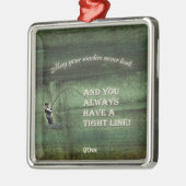 堅い行|のwadersは決して魚釣りの願いを漏らしませんでしたり、飛ばしません メタルオーナメント (左)