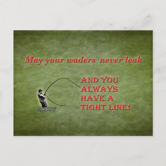 堅い行|のwaders |のはえの魚釣りの休日の願い シーズンポストカード (正面)