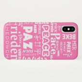堅いiPhone Xの場合。 数々のな言語のピンクの平和 Case-Mate iPhoneケース (裏面(横))