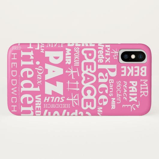 堅いiPhone Xの場合。 数々のな言語のピンクの平和 Case-Mate iPhoneケース (裏面(横))