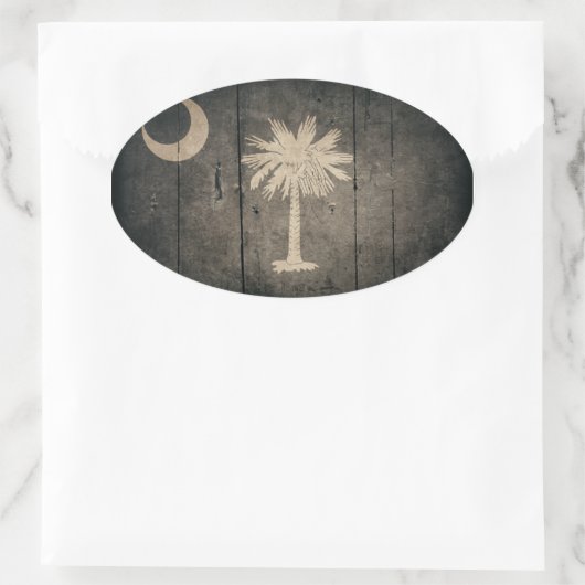 堅牢なウッドサウスカロライナ州旗 楕円形シール (バッグ)