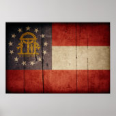 堅牢なウッドジョージア州旗 ポスター (正面)