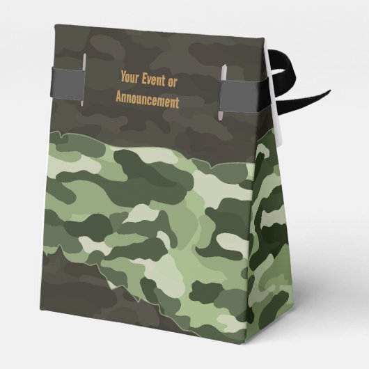 堅牢な緑の迷彩のパーソナライズされたお願いボックス フェイバーボックス (裏面サイド)