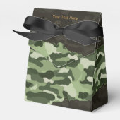 堅牢な緑の迷彩のパーソナライズされたお願いボックス フェイバーボックス (正面サイド)