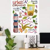 堆肥化水彩アートハンドレットエコリサイクル ポスター (ホームオフィス)