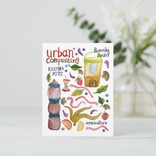 堆肥化水彩アートハンドレットエコリサイクル ポストカード (スタンド正面)