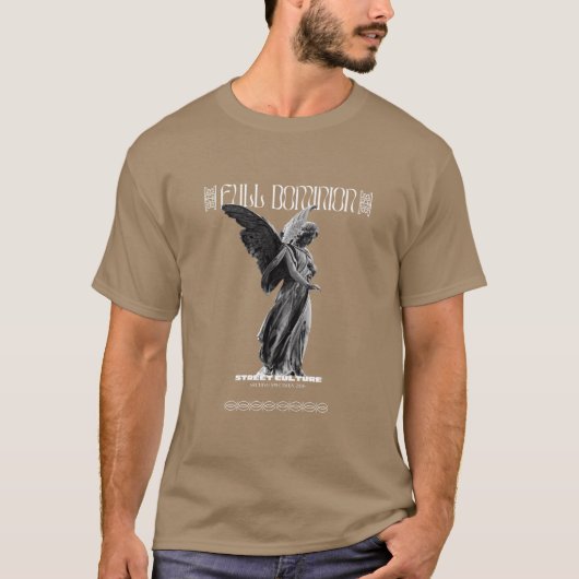 堕ちた支配 ゴシックエンジェル像 ダークラグジュアリー Tシャツ (正面)