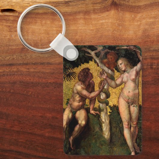 『堕落』 - ラファエロ・サンジオによるアダムとエヴァ キーホルダー (正面)