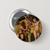 『堕落』 - ラファエロ・サンジオによるアダムとエヴァ 缶バッジ (正面&裏面)