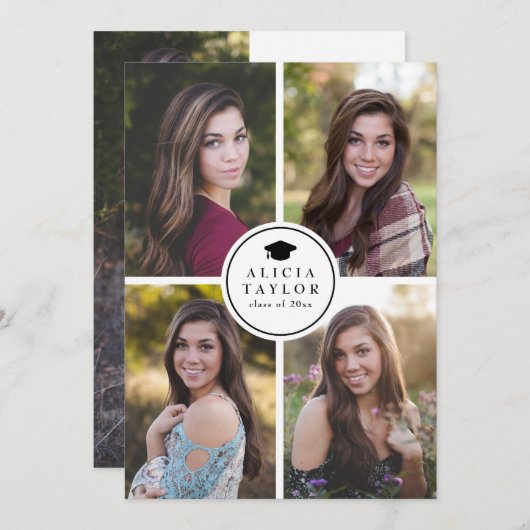 堪能なクラス、卒業の発表 招待状 (正面/裏面)