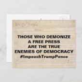 報道の自由を汚す真の敵をデモクラシーに ポストカード (正面/裏面)