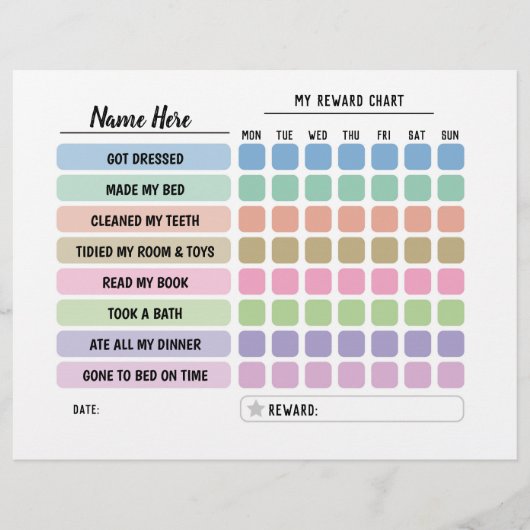 報酬チャート日パーソナライズされた々のおもしろい子のスケジュール チラシ (正面)